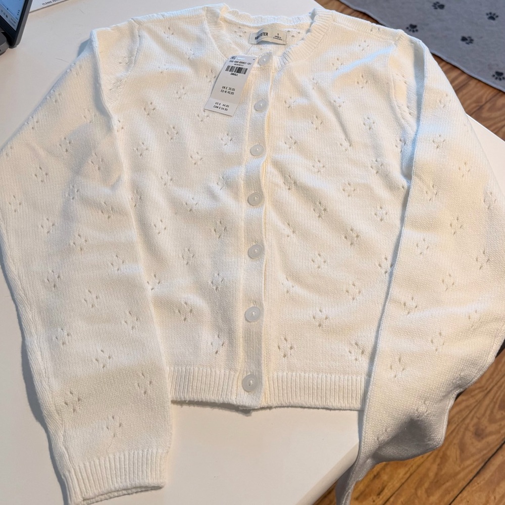 White Button-Up Women's Sweater